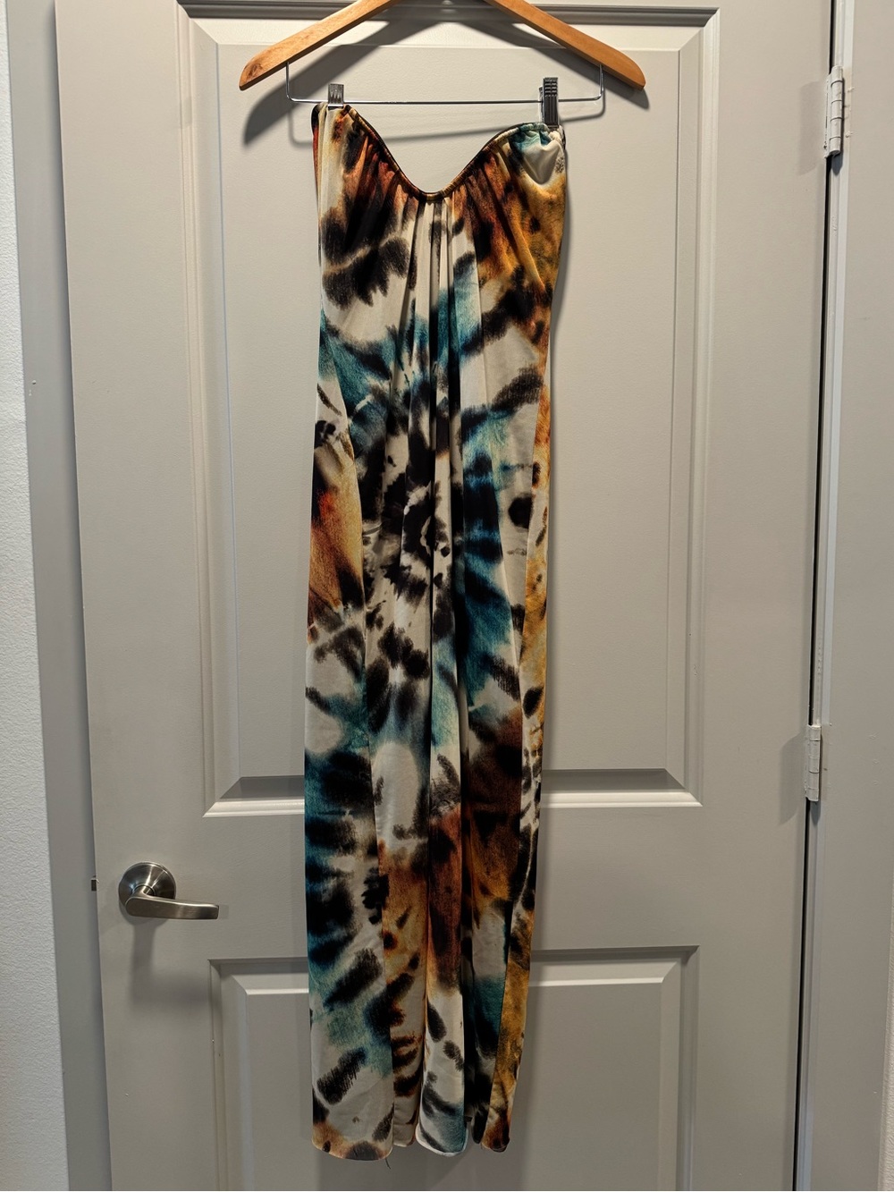 ZARA Orange/Blue Print Midi Dress